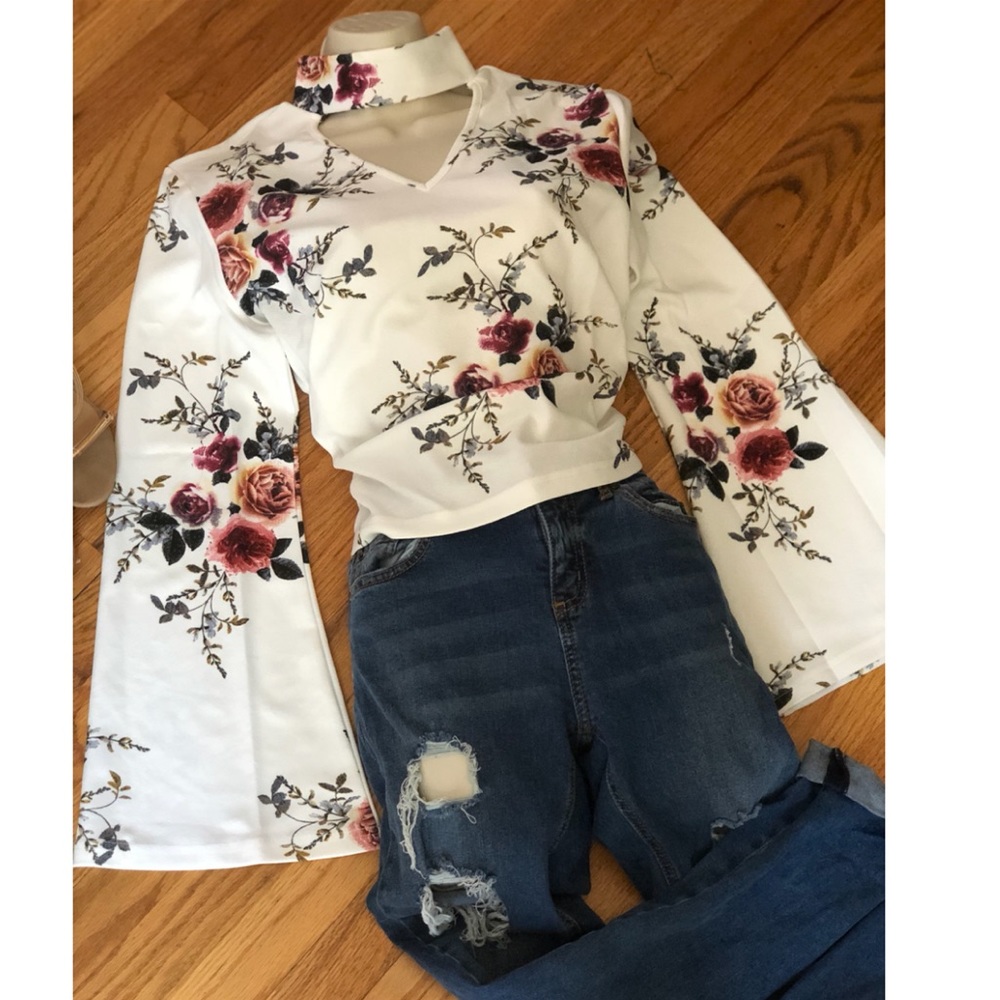Roxana top / Flower print choker blouse 💕